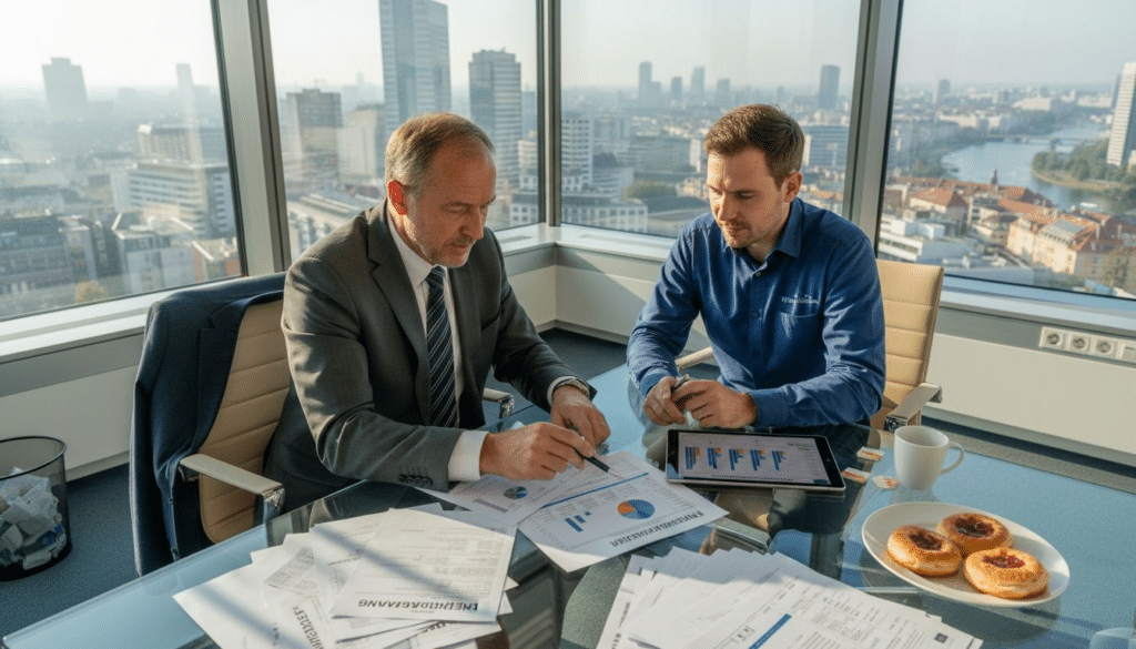 Energieaudit Erklärung – Mehr Effizienz und Kostenersparnis 4 Im Büro analysieren Energieexperten und Manager gemeinsam die aktuellen Verbrauchsdaten, um Optimierungspotenziale zu identifizieren.