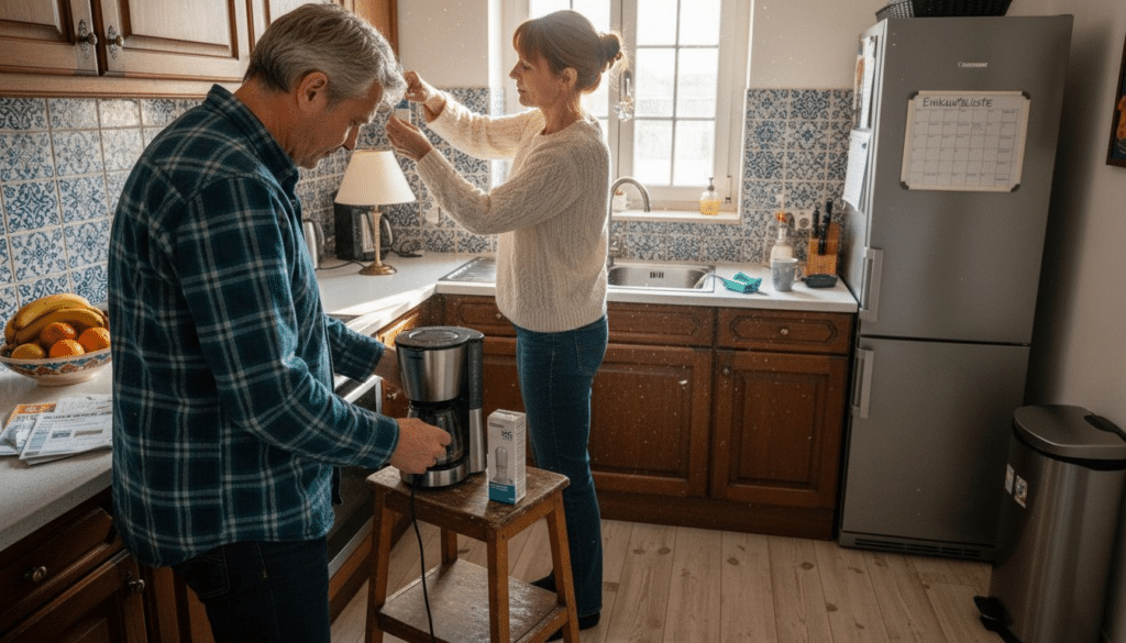 8 clevere Tipps zum Energie sparen im Haushalt für Eigenheimbesitzer 11 Ein Paar achtet in seiner Küche täglich darauf, Energie zu sparen.