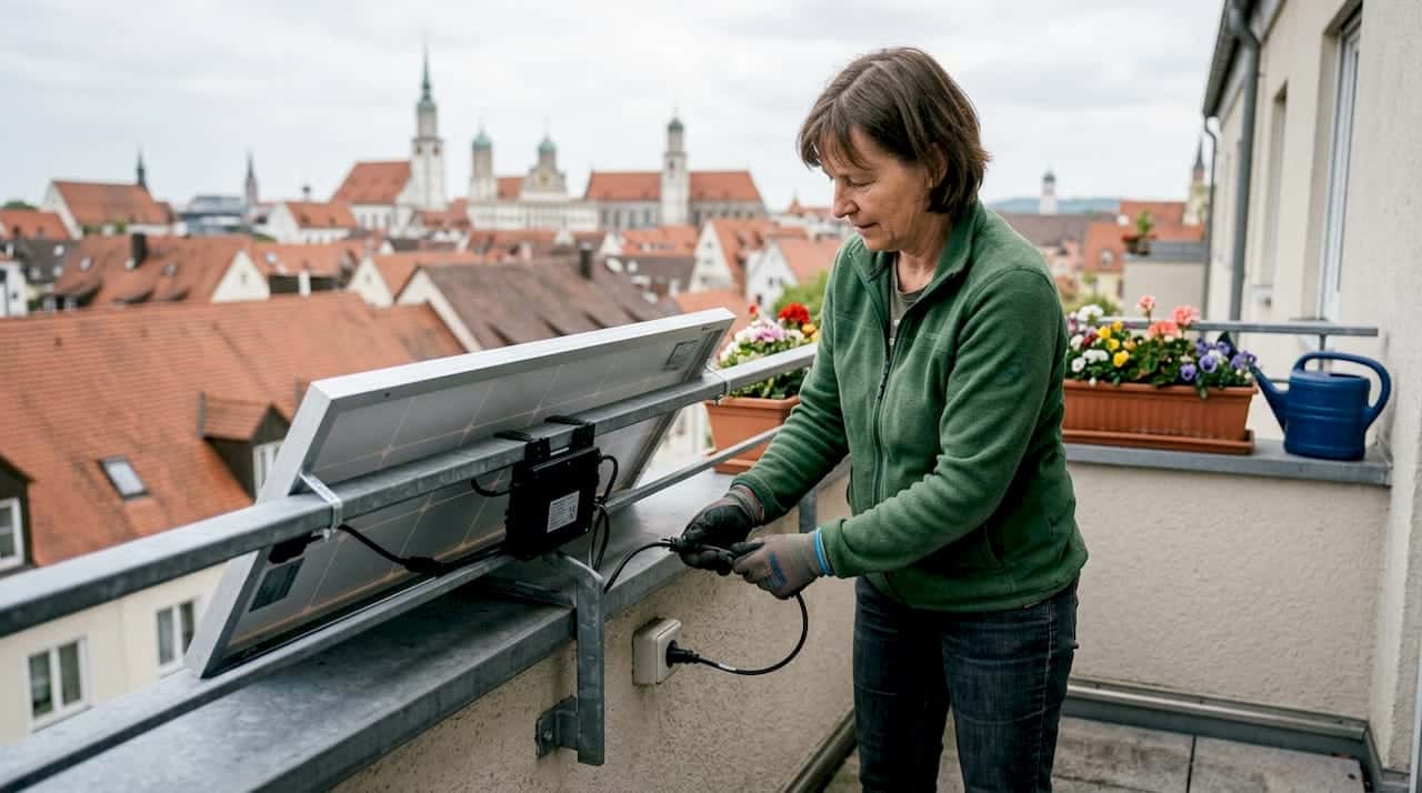 Augsburger Hausbesitzer rüstet seinen Balkon mit Solaranlage aus Augsburger Hausbesitzer rüstet seinen Balkon mit Solaranlage aus