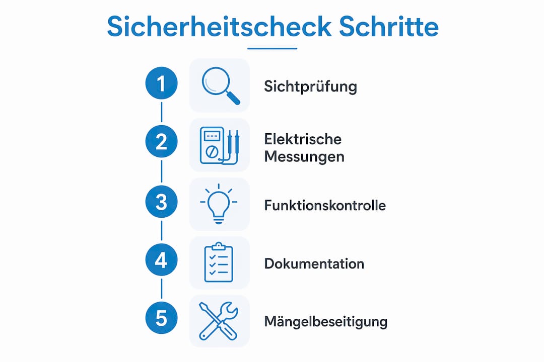 Schritt-für-Schritt-Infografik: So führen Sie einen Sicherheitscheck am Stromkreis durch