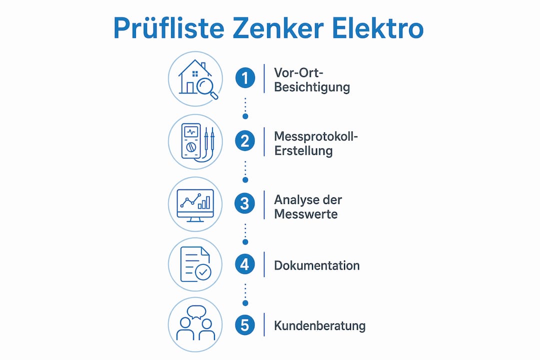 Übersichtsgrafik: Die Zenker Elektro Checkliste auf einen Blick