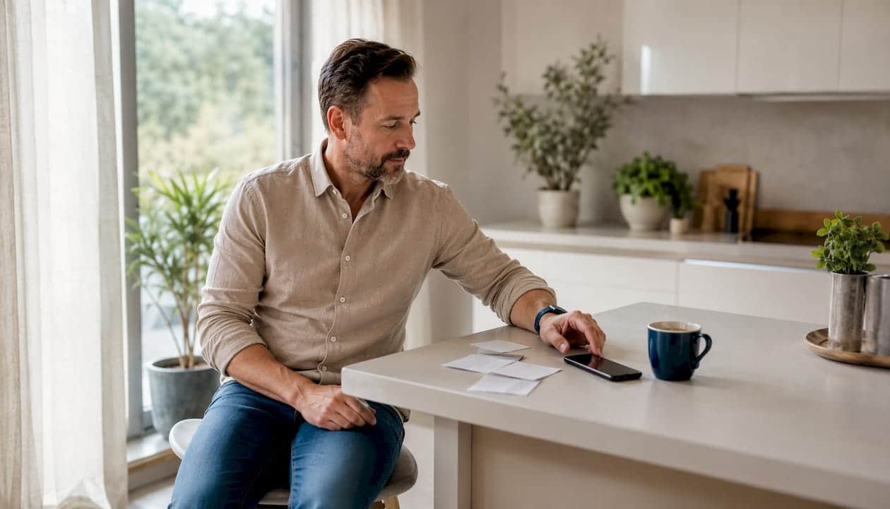 Ein Mann chattet über sein Smartphone mit dem Kundenservice von IKEA Augsburg.