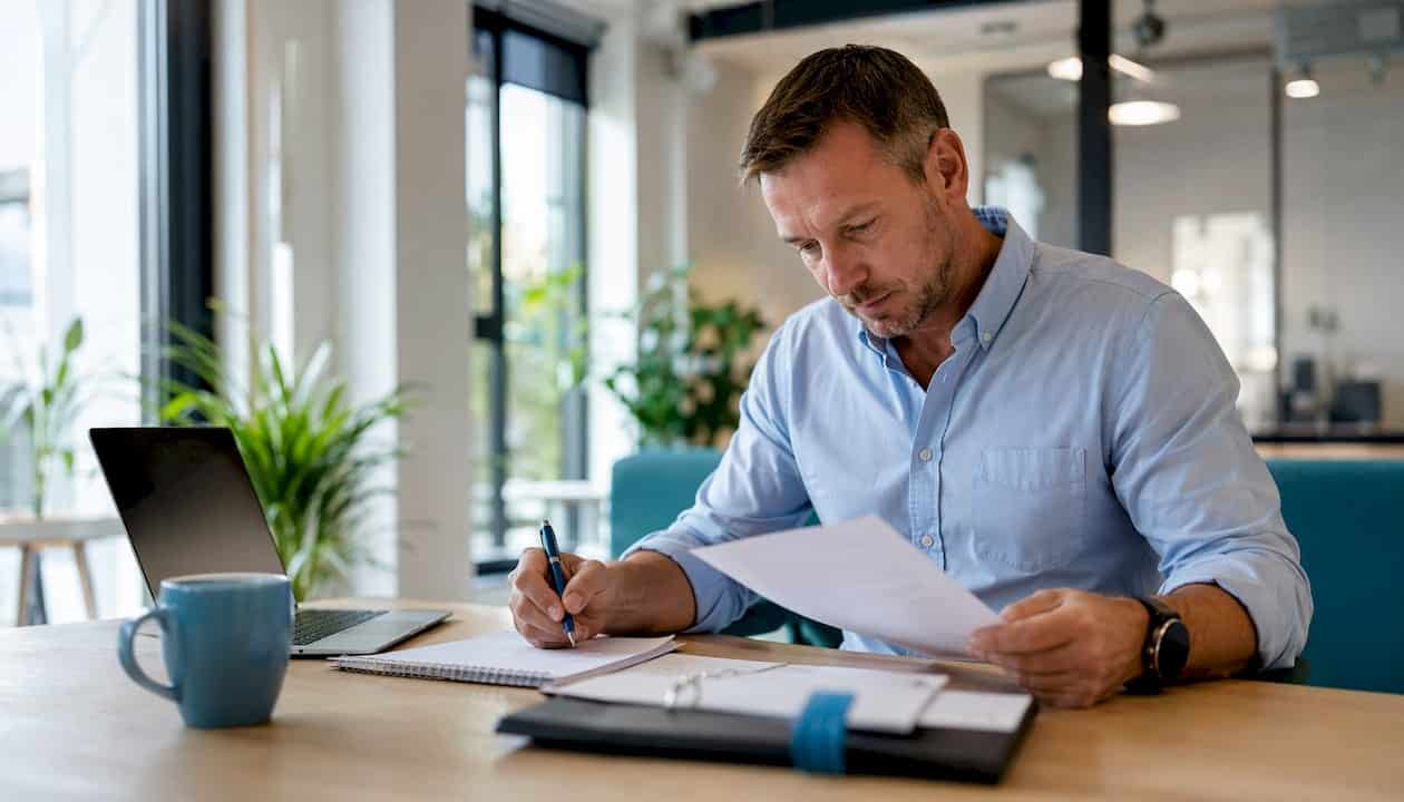 Ein Techniker prüft die Kontaktlisten von Zenker Elektro.