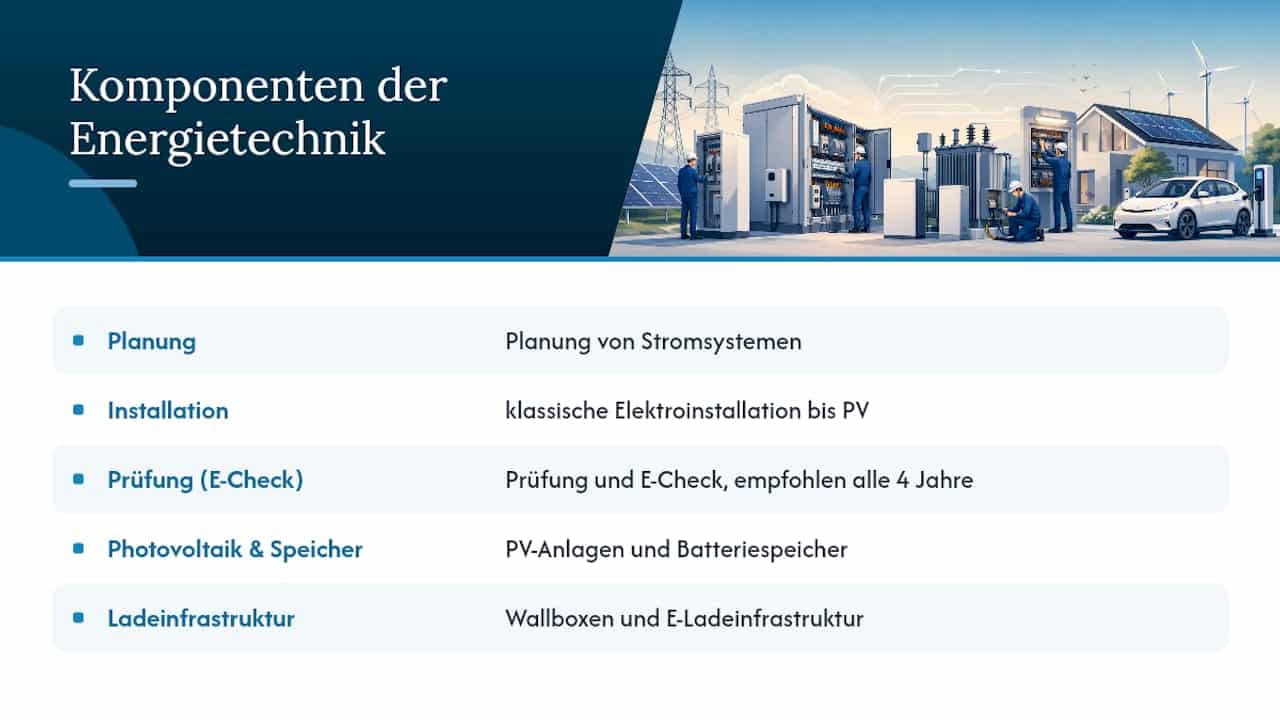 Richter Energietechnik: Elektriker vor Ort finden und buchen 3 Diagramm der Komponenten im Bereich Energietechnik