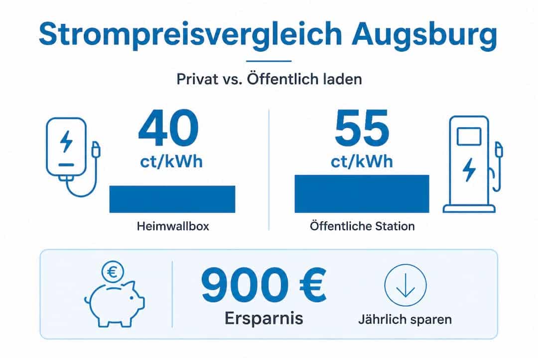 Grafik: Gegenüberstellung der Kosten für das Laden zu Hause und an öffentlichen Ladestationen