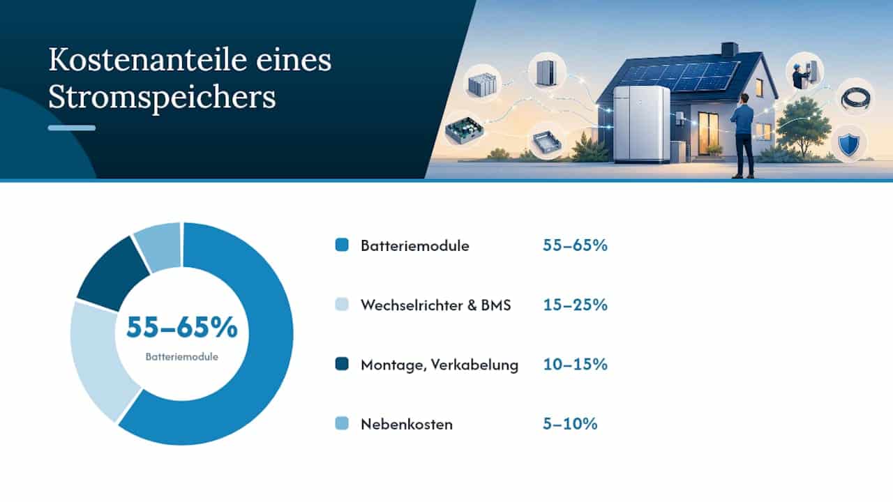 3.000–5.000 € für 10 kWh Speicher: Lohnt sich das für Hausbesitzer? 1 Woraus setzt sich der Preis eines Stromspeichers zusammen? — overview diagram