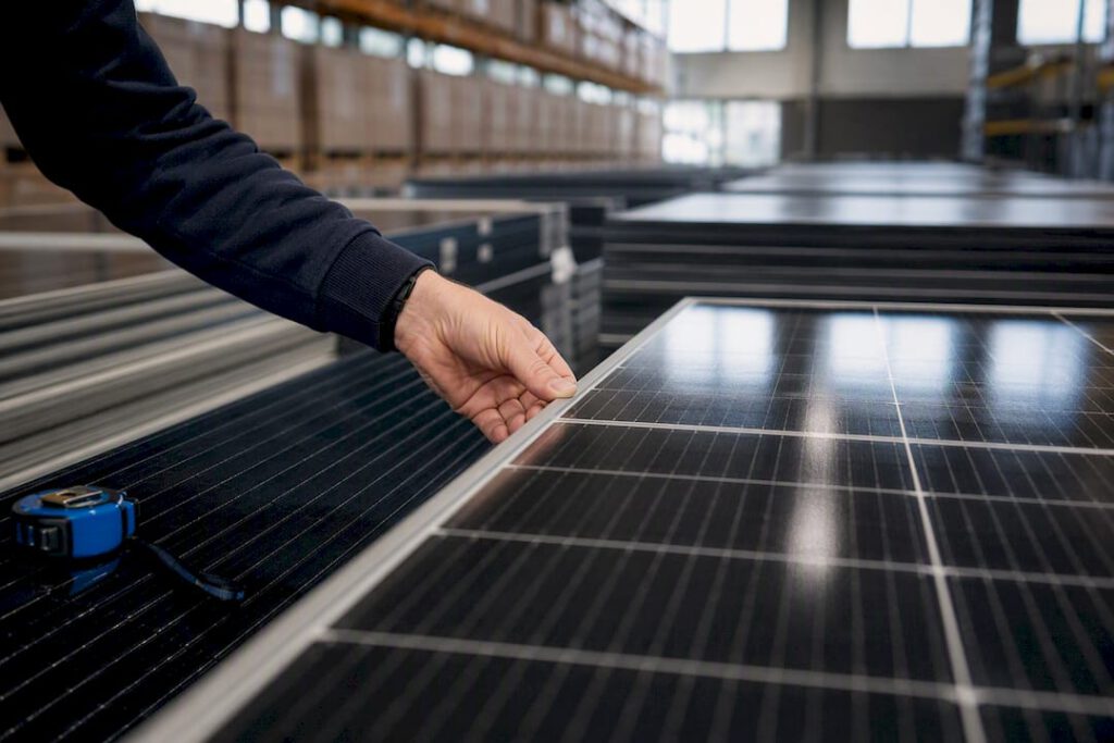 Module nur 15–25 % der Kosten: Photovoltaikpreise 2026 in Deutschland 4 Unauffällige Solarmodule im deutschen Logistikzentrum