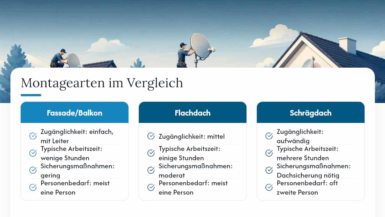Kostenvergleich unterschiedlicher Montagemöglichkeiten